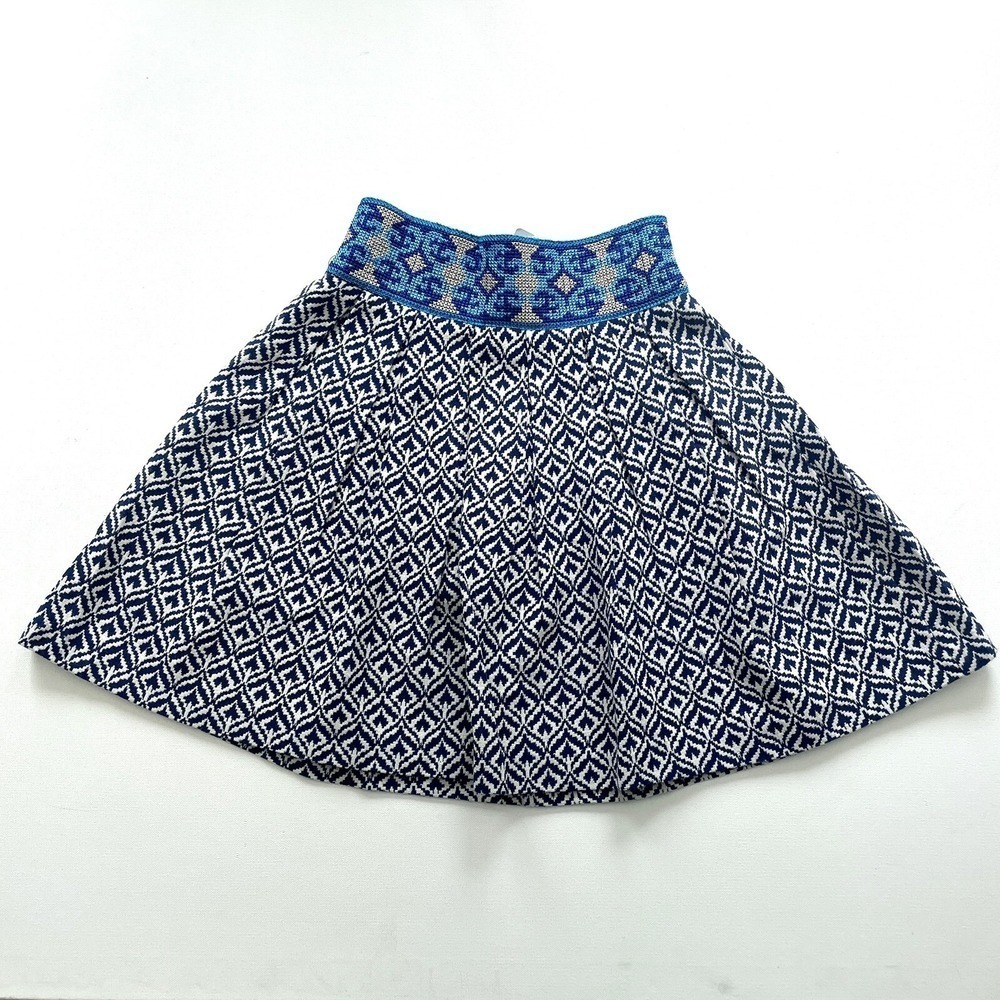 Sister Jane Womens Size Small Blue White A-Line Twirl Short Retro Knit Skirt NWT